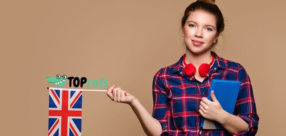 a girl with a english flag courses